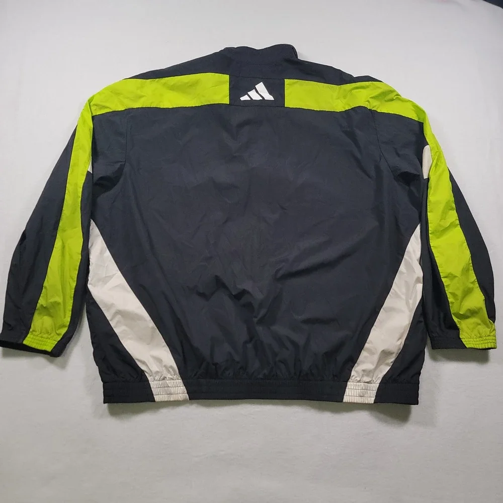 Adidas FR6599 Windbreaker Track Jacket Mens 2XL Black Neon Yellow Colorblock Zip
